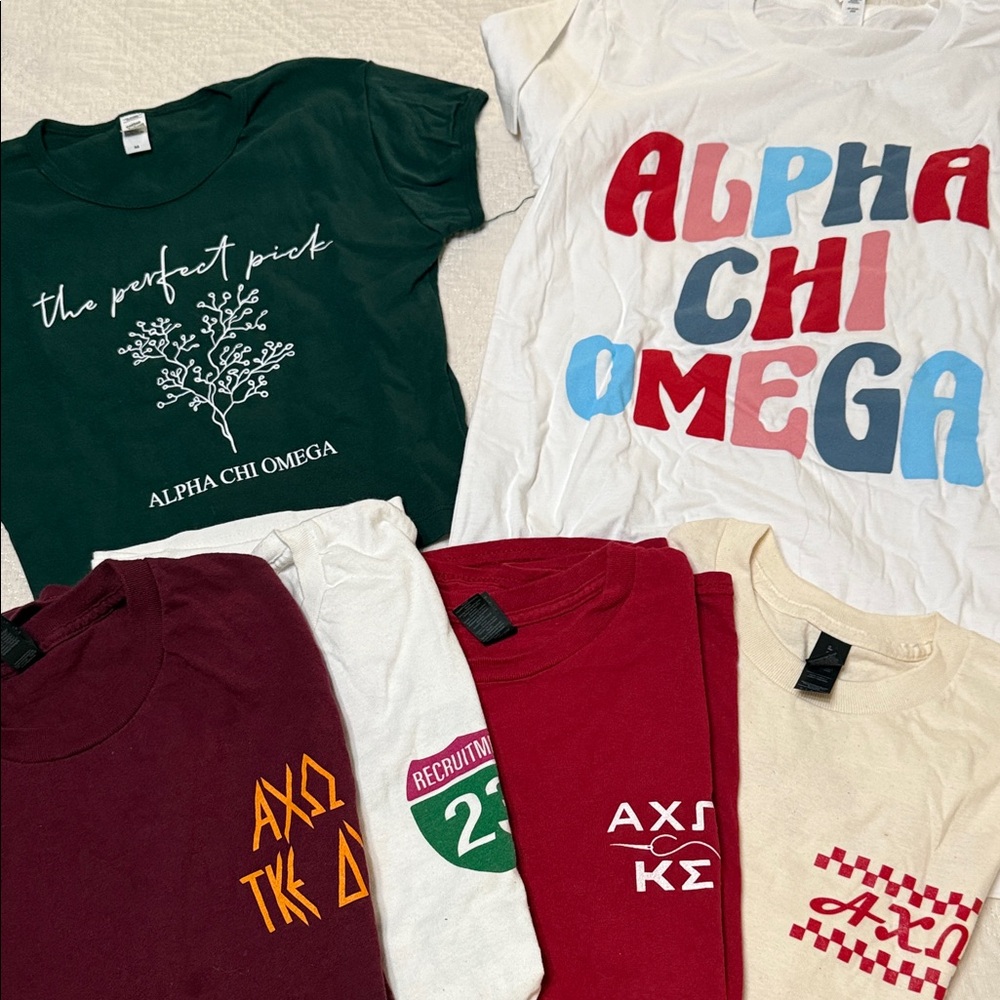 Collection of Alpha Chi Omega Sorority t shirts